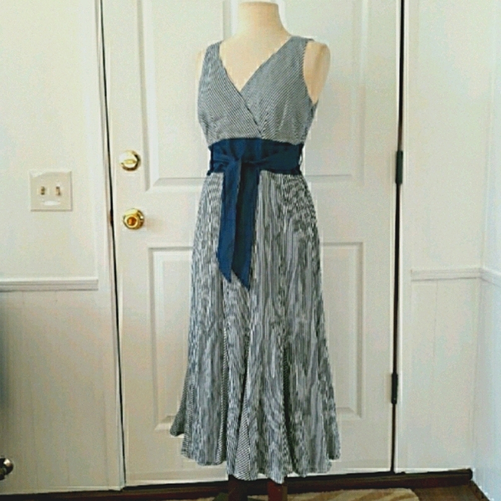 Jaeger London for saks fifth Avenue striped linen dress